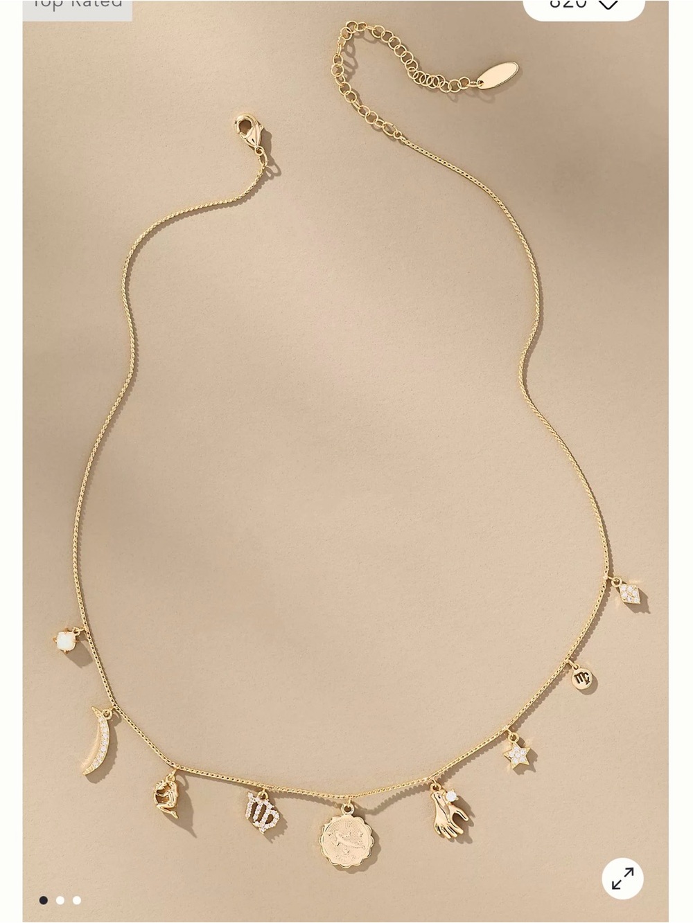 Anthropologie Aries Gold Zodiac Charm Necklace